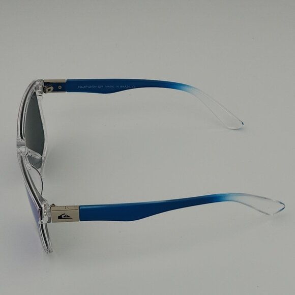 Quiksilver Round Flat Lens Sunglasses Clear Frame Blue Arms Blue-Mirror Lens - Picture 8 of 12